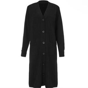 Cabi #4472 Drop-Off Cardigan Size Medium Black Longline Button Closure Pocket